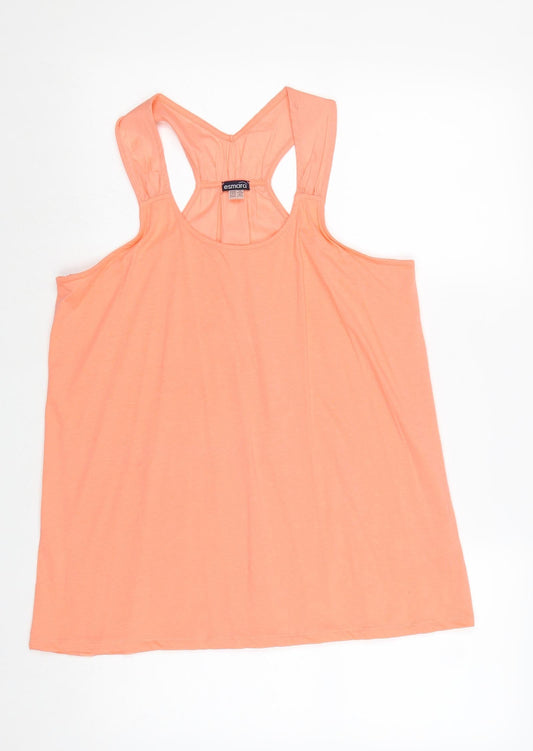 ESMARA Womens Pink 100% Cotton Basic Tank Size 14 Round Neck