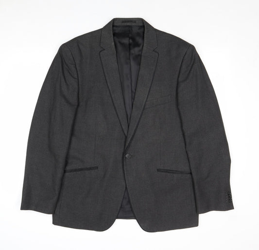 Taylor & Wright Mens Grey Geometric Polyester Jacket Suit Jacket Size 44 Regular