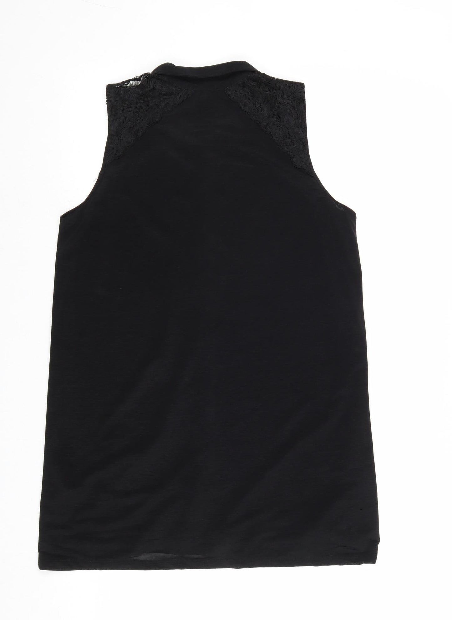 H&M Girls Black Polyester Basic Button-Up Size 16 Years Collared Button