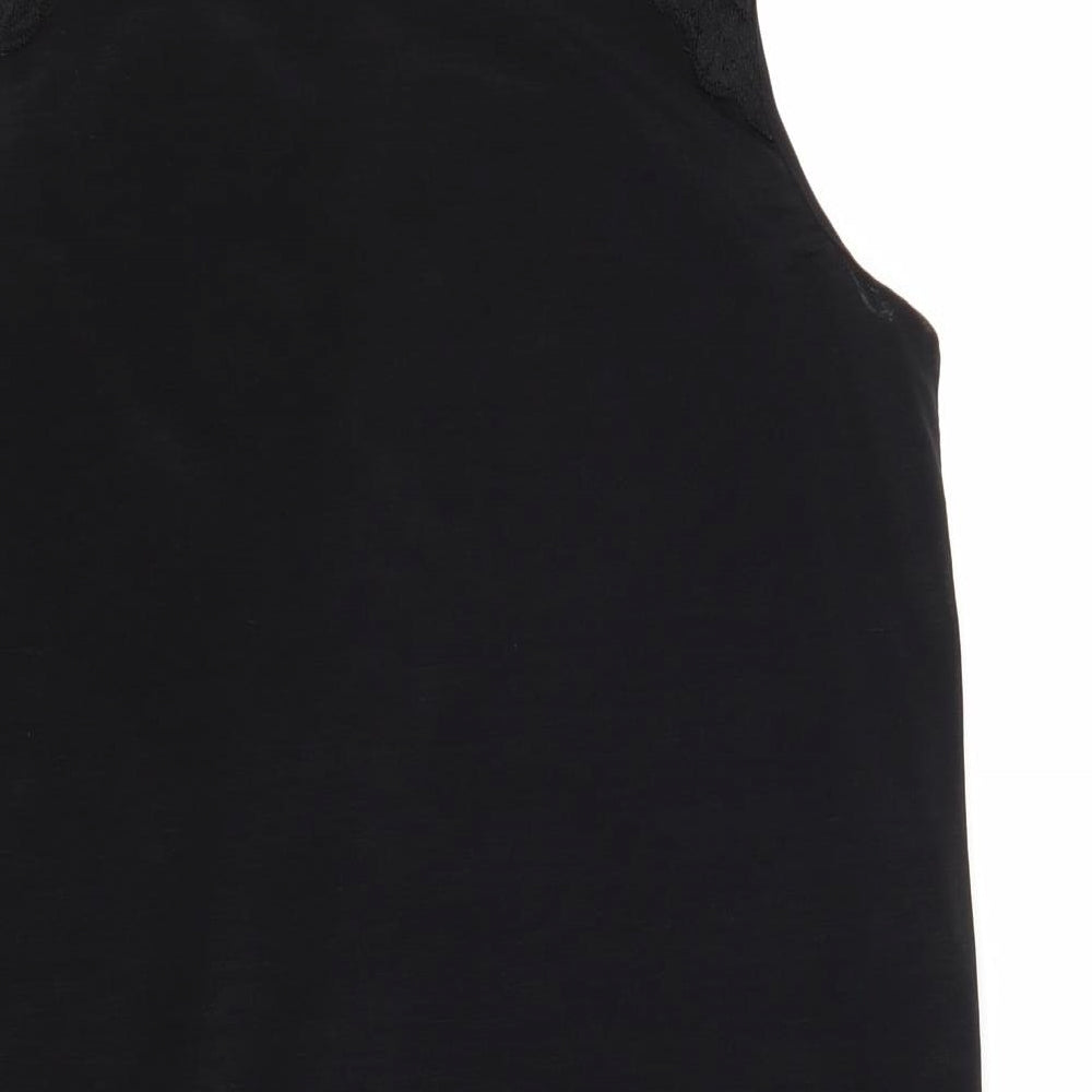 H&M Girls Black Polyester Basic Button-Up Size 16 Years Collared Button