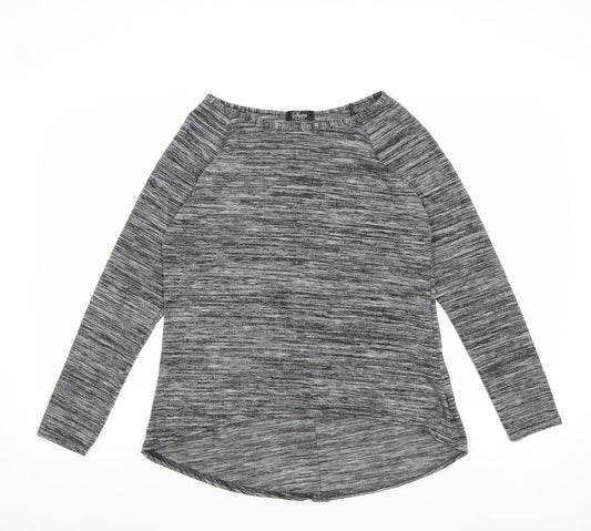 Sara Fashion Womens Grey Boat Neck Polyester Pullover Jumper Size S - Bow Detail