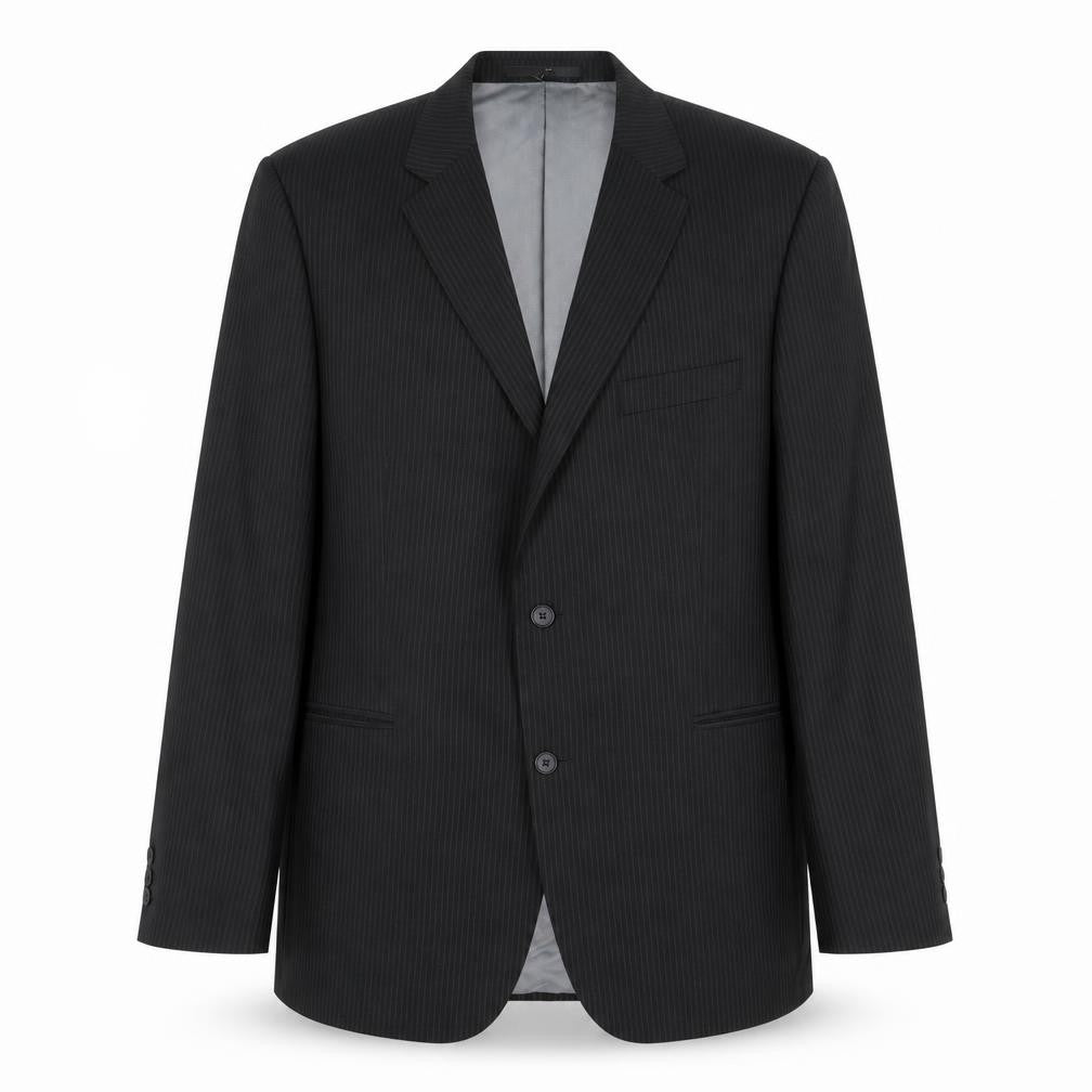 Karl Jackson Mens Black Striped Polyester Jacket Suit Jacket Size 44 Regular