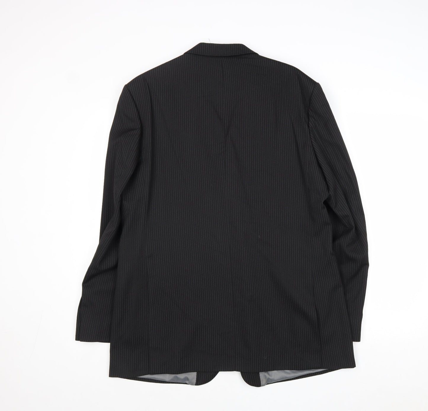 Karl Jackson Mens Black Striped Polyester Jacket Suit Jacket Size 44 Regular