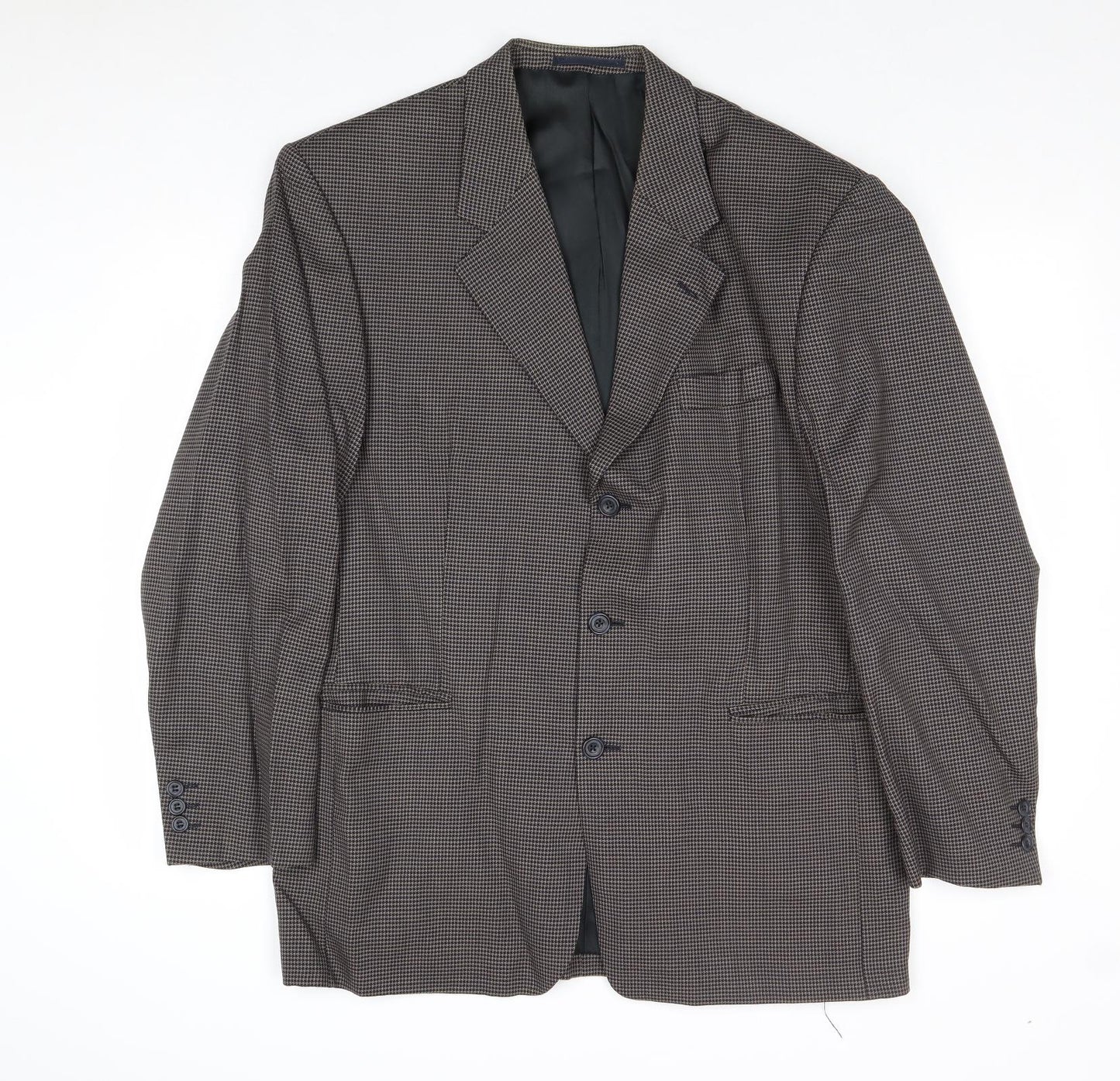 Principles Mens Brown Geometric Wool Jacket Blazer Size 42 Regular