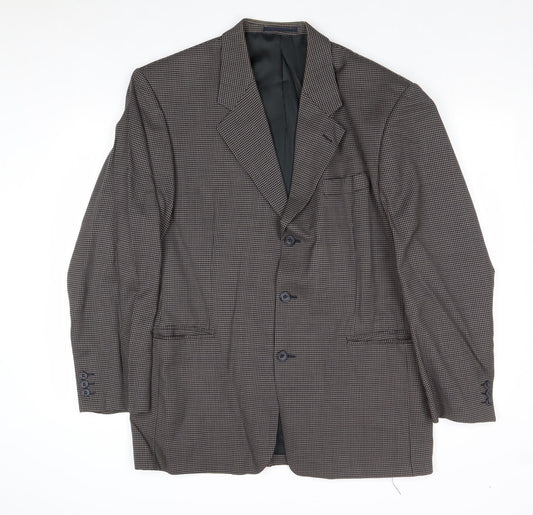 Principles Mens Brown Geometric Wool Jacket Blazer Size 42 Regular