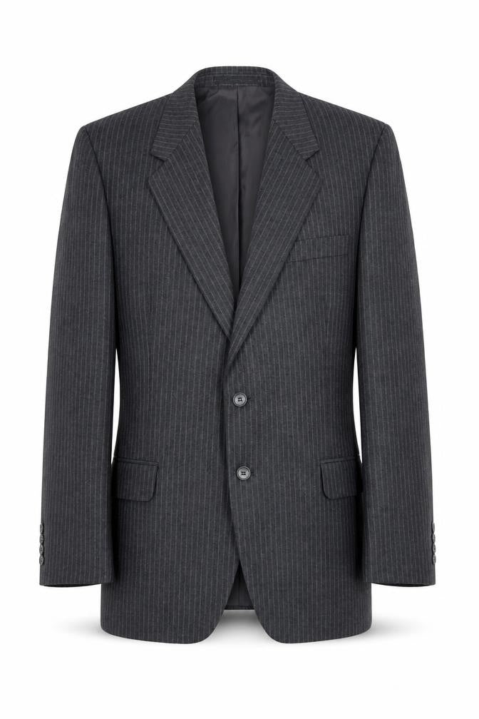 Marks and Mens Grey Striped Polyester Jacket Suit Jacket Size 40 Regular