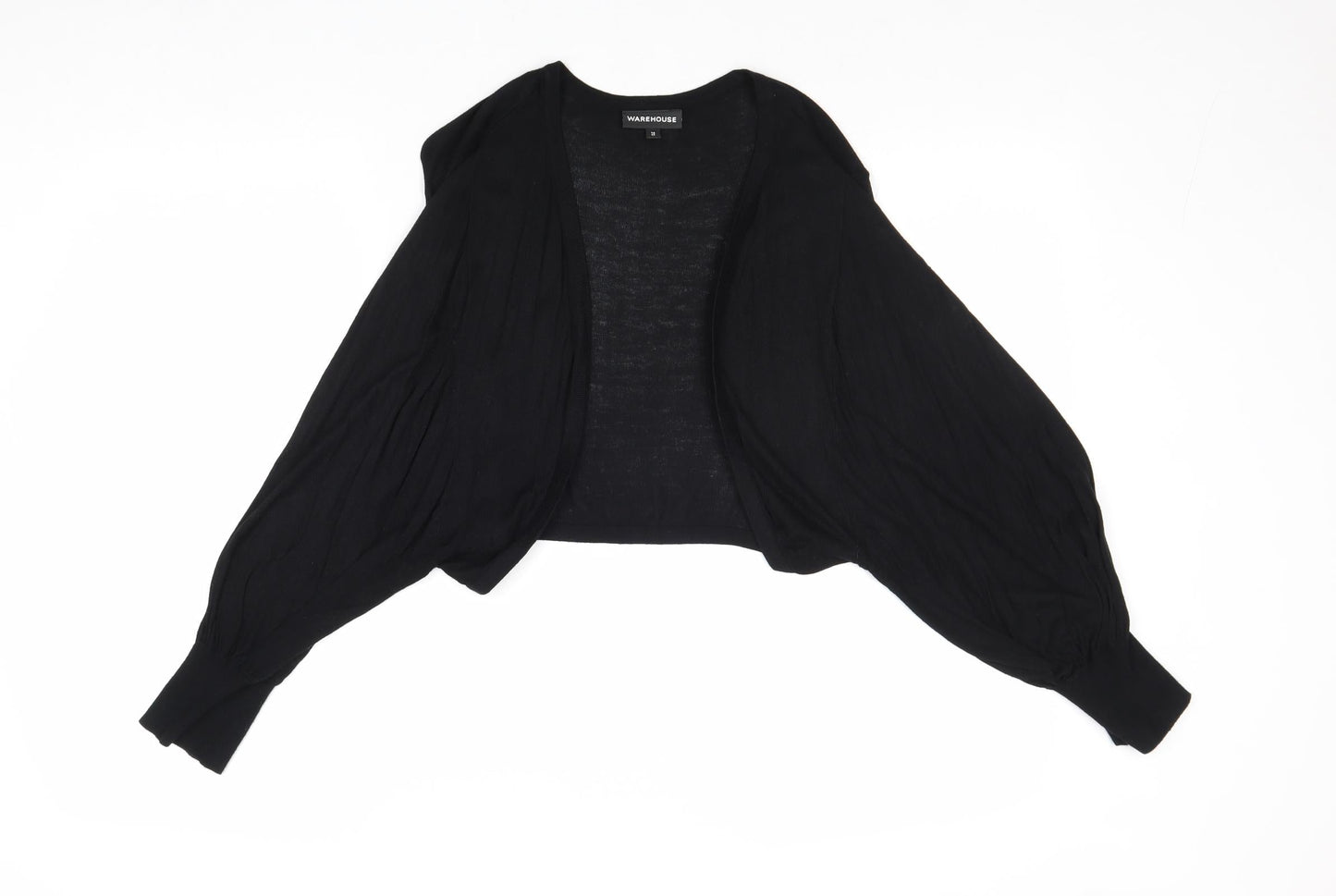 Warehouse Womens Black V-Neck Viscose Cardigan Jumper Size 14