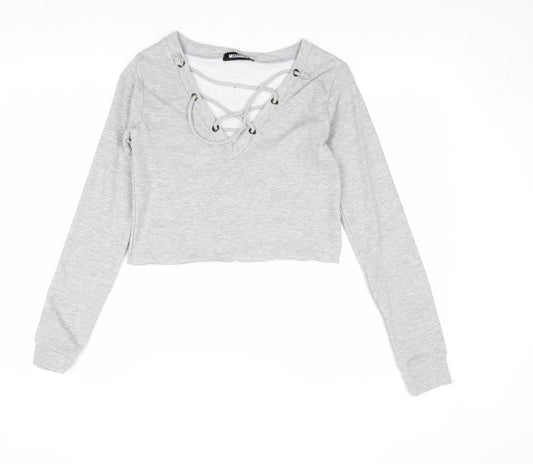 Missguided Womens Grey Polyester Pullover Sweatshirt Size 4 Pullover