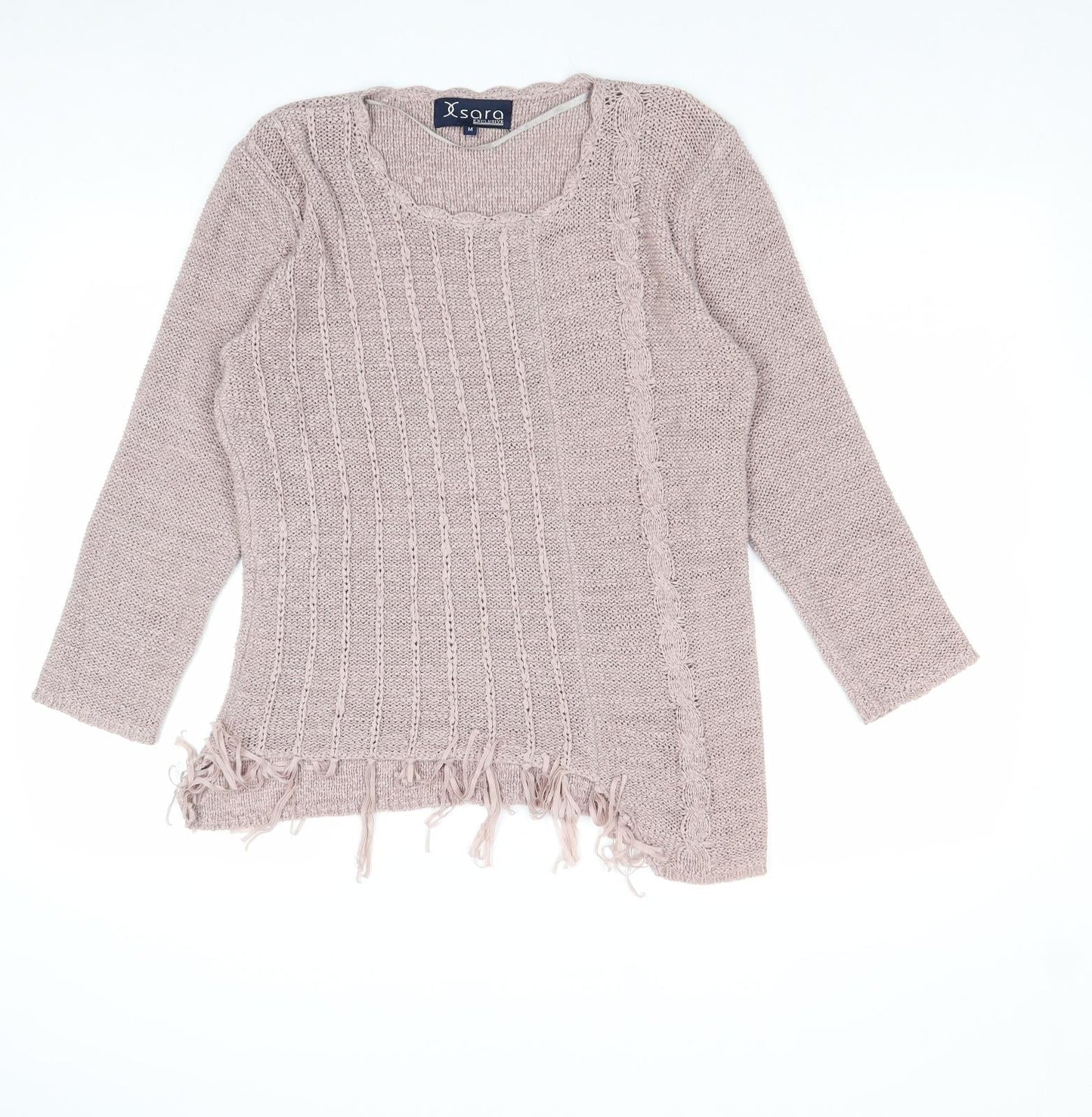 Sara Womens Pink Round Neck Nylon Pullover Jumper Size M