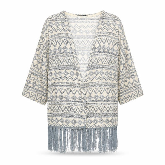 Atmosphere Womens Beige V-Neck Geometric Polyester Cardigan Jumper Size 10
