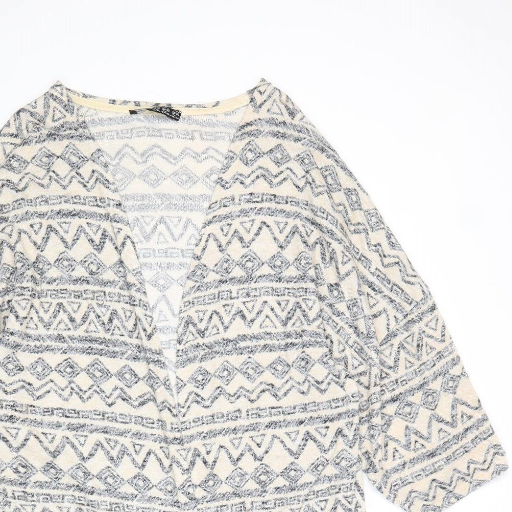 Atmosphere Womens Beige V-Neck Geometric Polyester Cardigan Jumper Size 10