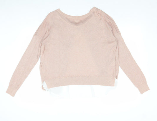 Only Womens Pink Round Neck Viscose Pullover Jumper Size L