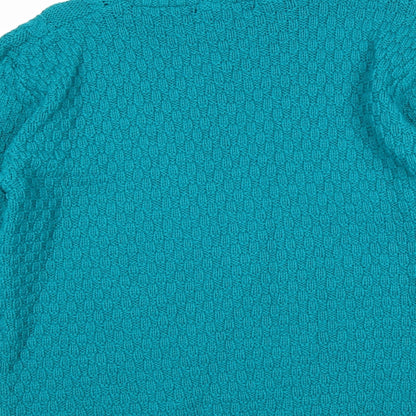 PINK Womens Green Round Neck Acrylic Pullover Jumper Size S - Size S-M