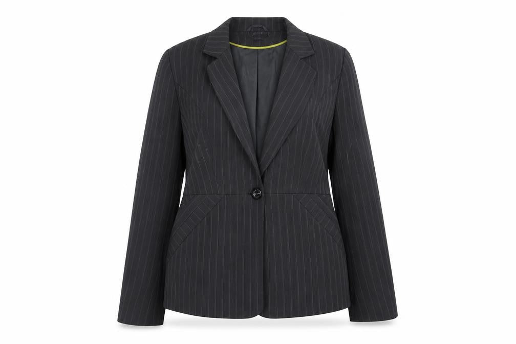 George Womens Grey Striped Polyester Jacket Blazer Size 16