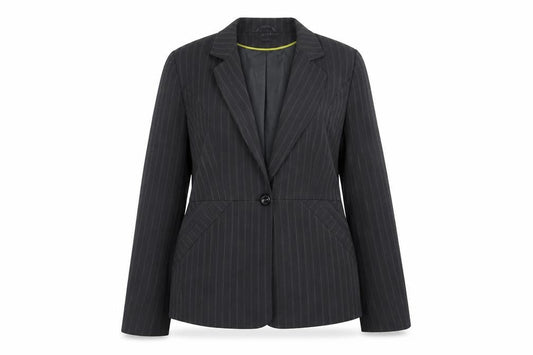 George Womens Grey Striped Polyester Jacket Blazer Size 16