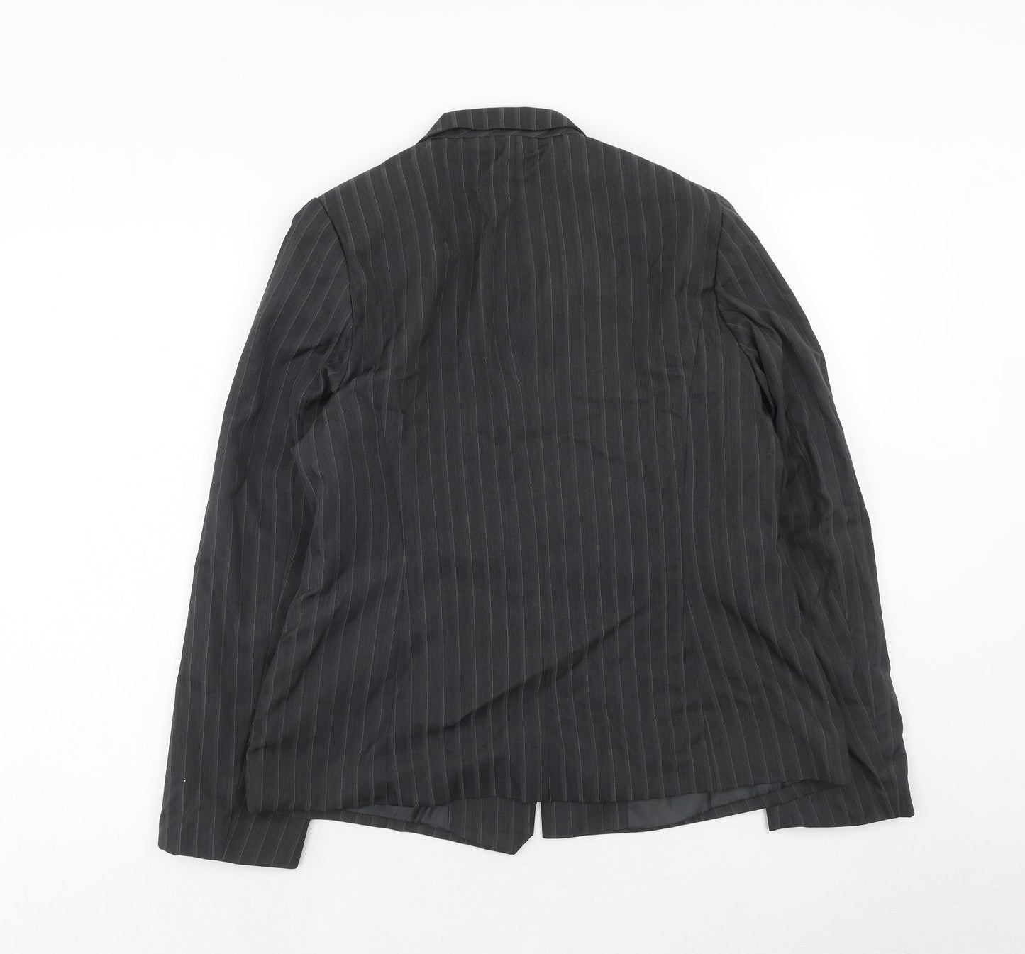 George Womens Grey Striped Polyester Jacket Blazer Size 16