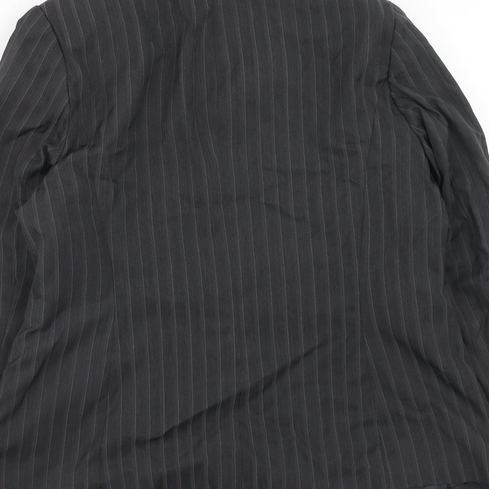 George Womens Grey Striped Polyester Jacket Blazer Size 16