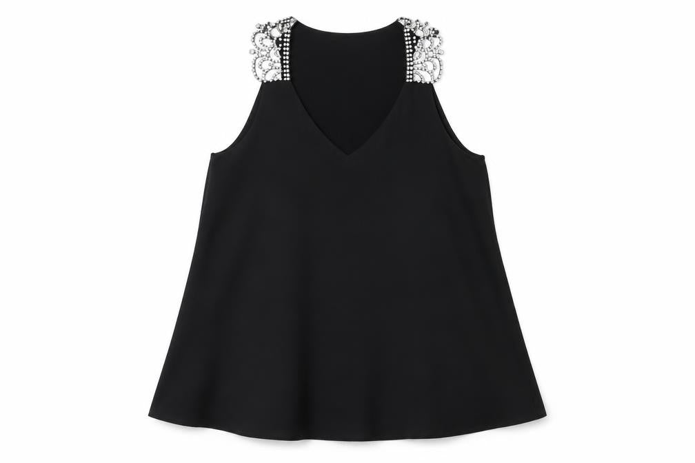 River Island Womens Black Polyester Basic Blouse Size 8 V-Neck