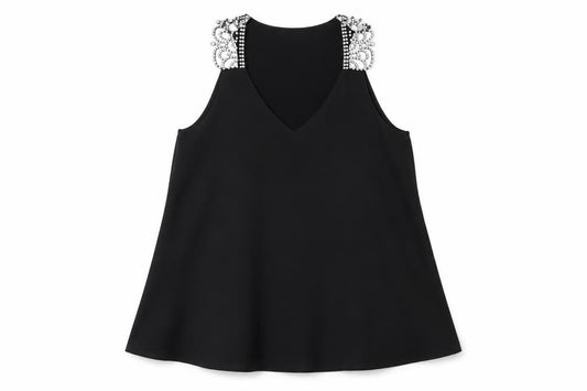 River Island Womens Black Polyester Basic Blouse Size 8 V-Neck