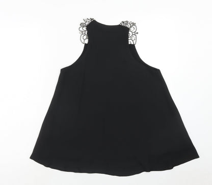 River Island Womens Black Polyester Basic Blouse Size 8 V-Neck