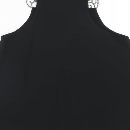 River Island Womens Black Polyester Basic Blouse Size 8 V-Neck