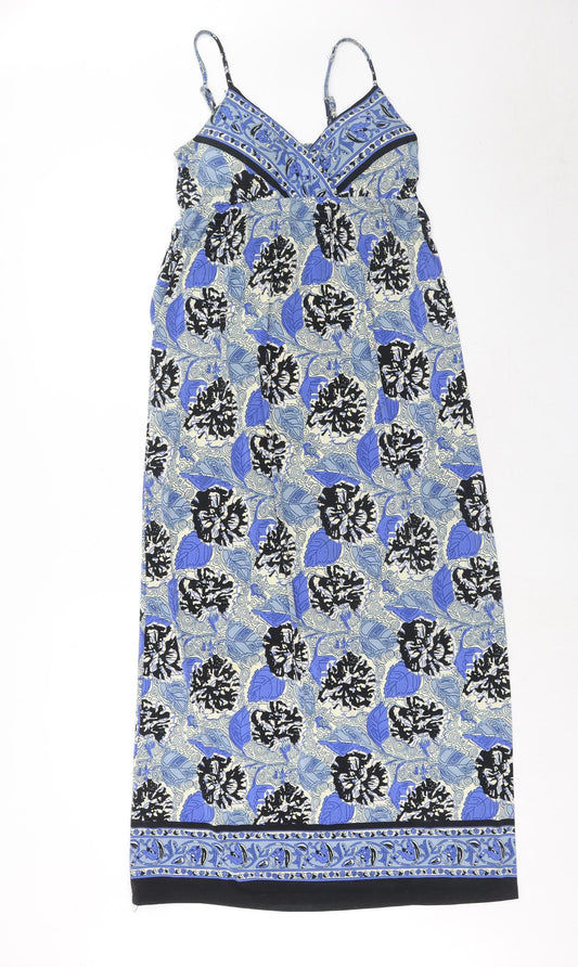 Speed Control Womens Blue Floral Polyester Tank Dress Size S V-Neck Pullover