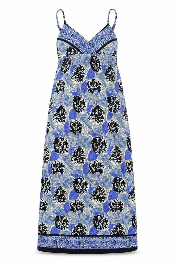 Speed Control Womens Blue Floral Polyester Tank Dress Size S V-Neck Pullover