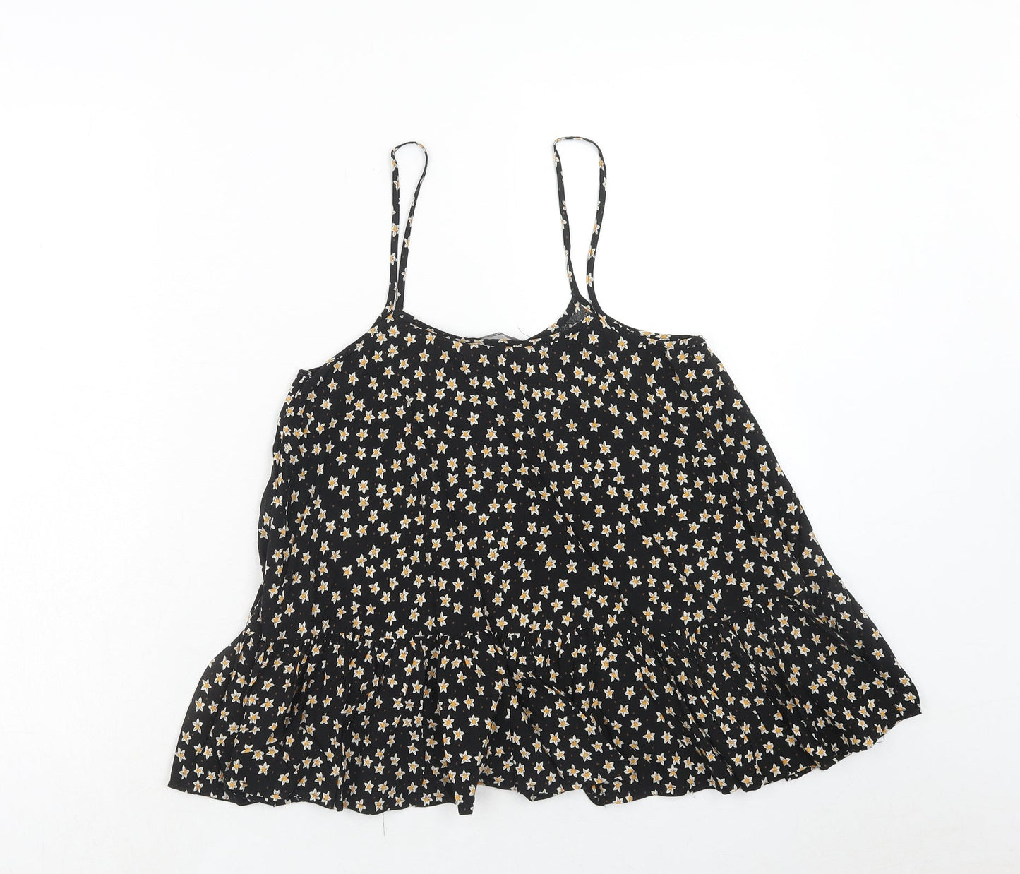 Mango Womens Black Geometric Viscose Camisole Tank Size S Round Neck - Star Pattern
