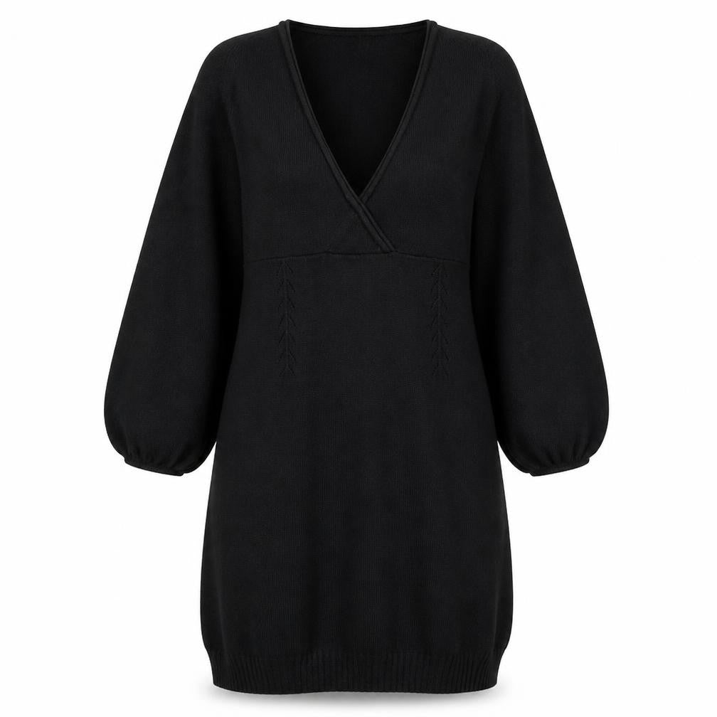 Mango Womens Black Acrylic A-Line Size S V-Neck Pullover