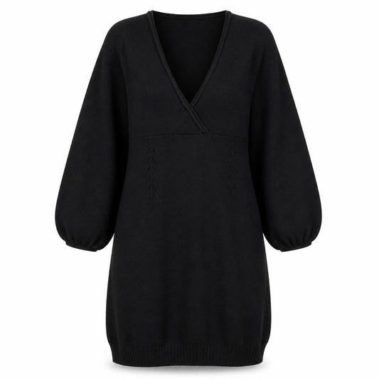 Mango Womens Black Acrylic A-Line Size S V-Neck Pullover
