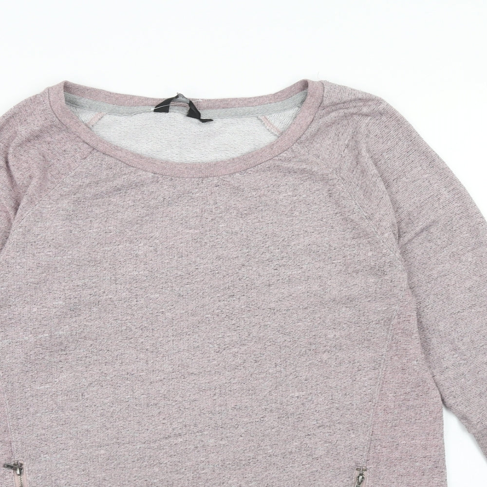 New Look Womens Pink Cotton Pullover Sweatshirt Size 10 Zip