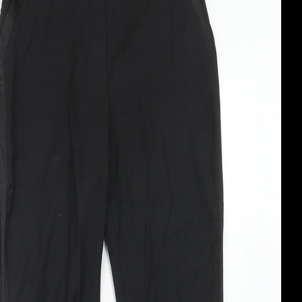 H&M Womens Black Polyester Dress Pants Trousers Size 32 in Regular Hook & Eye - Side Stripe Detail