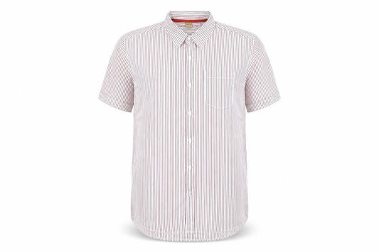 Oak Valley Mens White Striped Polyester Button-Up Size XL Collared Button