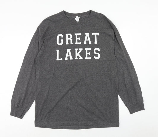 Alstyle Apparel & Activewear Mens Grey Polyester Pullover Sweatshirt Size L - Great Lakes