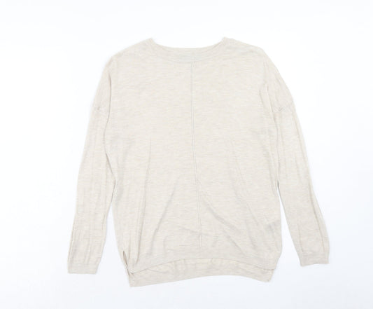 Marks and Spencer Womens Beige Round Neck Viscose Pullover Jumper Size S