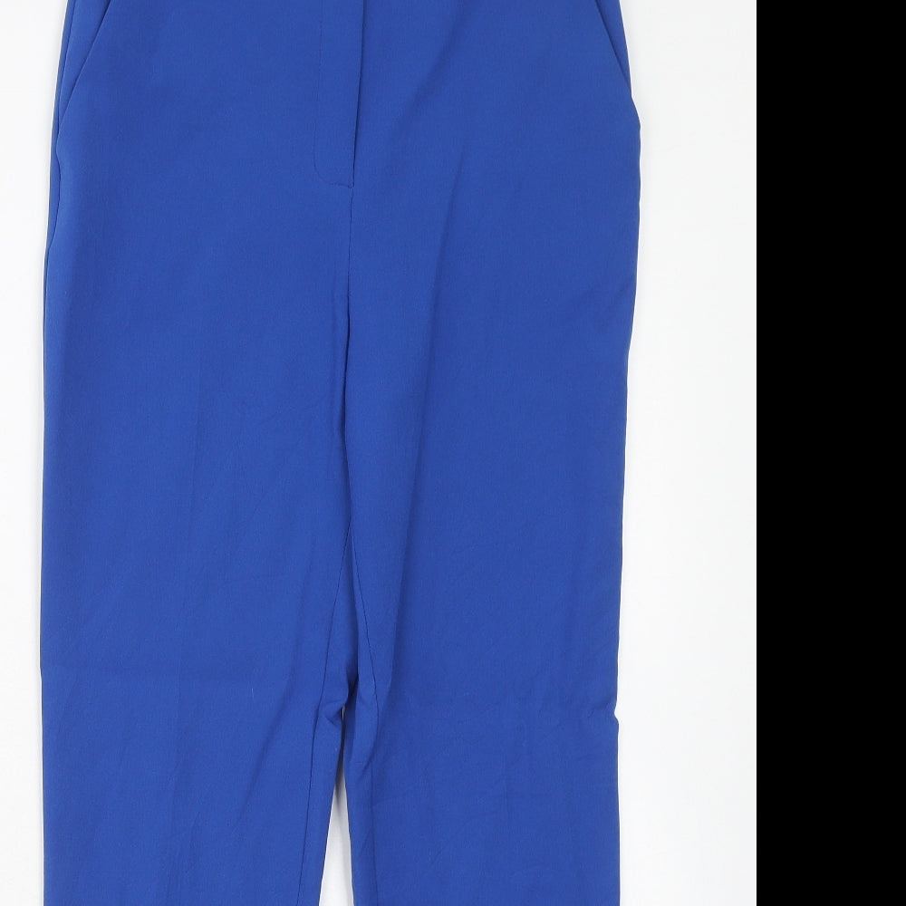 Oasis Womens Blue Polyester Chino Trousers Size 8 Regular Hook & Eye