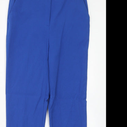 Oasis Womens Blue Polyester Chino Trousers Size 8 Regular Hook & Eye