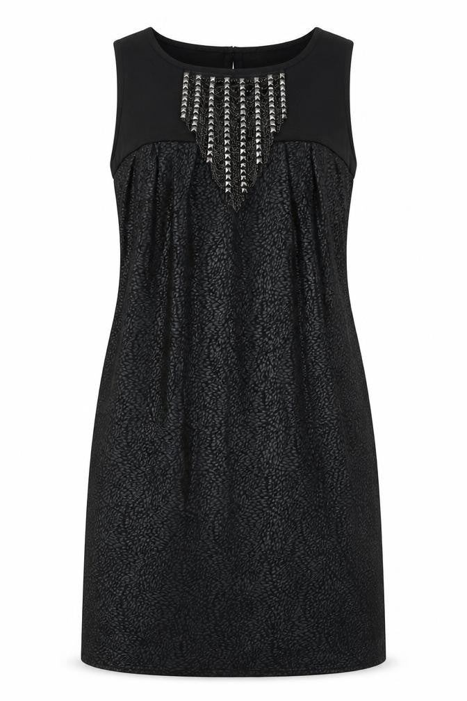 M&Co Womens Black Polyester A-Line Size 12 V-Neck Button
