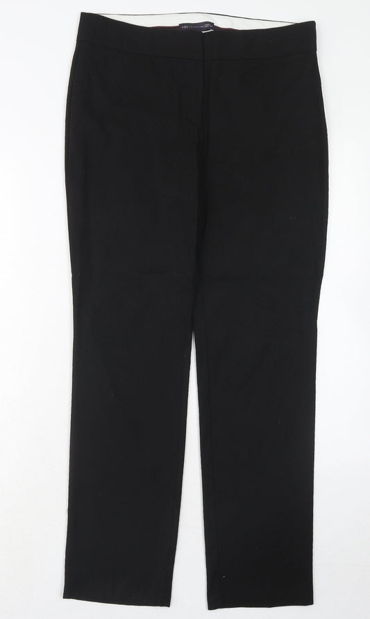 Marks and Spencer Womens Black Polyester Dress Pants Trousers Size 12 Slim Hook & Eye
