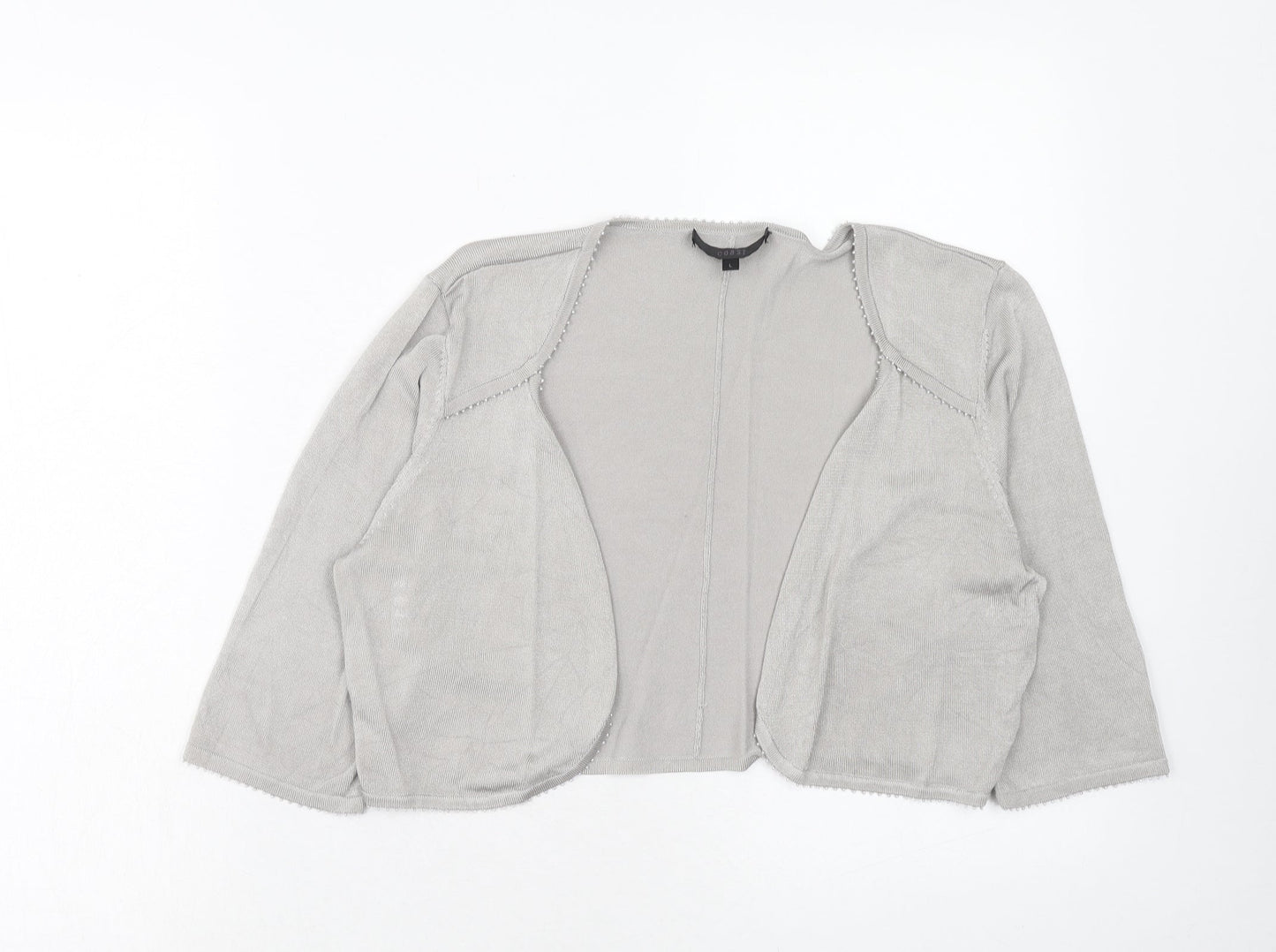 Coast Womens Grey V-Neck Viscose Cardigan Jumper Size L