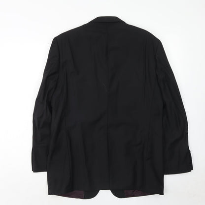 Fellini Mens Black Wool Jacket Suit Jacket Size 40 Regular