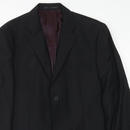 Fellini Mens Black Wool Jacket Suit Jacket Size 40 Regular