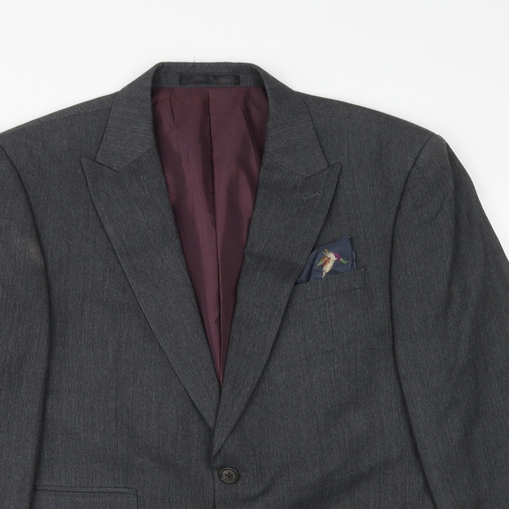NEXT Mens Grey Polyester Jacket Suit Jacket Size 40 Regular