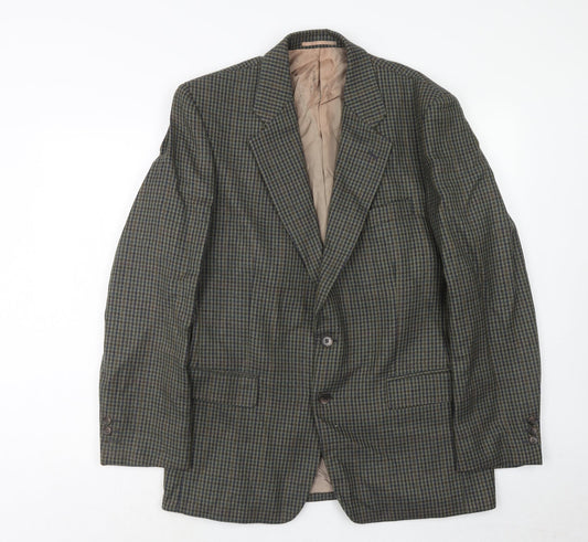 Wellington Mens Green Geometric Wool Jacket Blazer Size 40 Regular