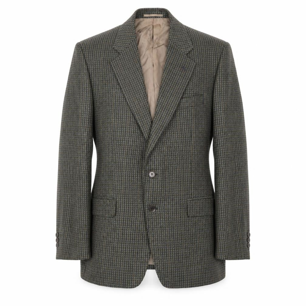 Wellington Mens Green Geometric Wool Jacket Blazer Size 40 Regular