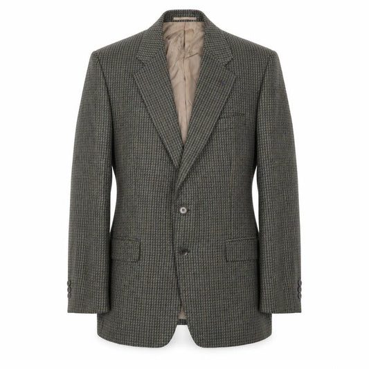 Wellington Mens Green Geometric Wool Jacket Blazer Size 40 Regular