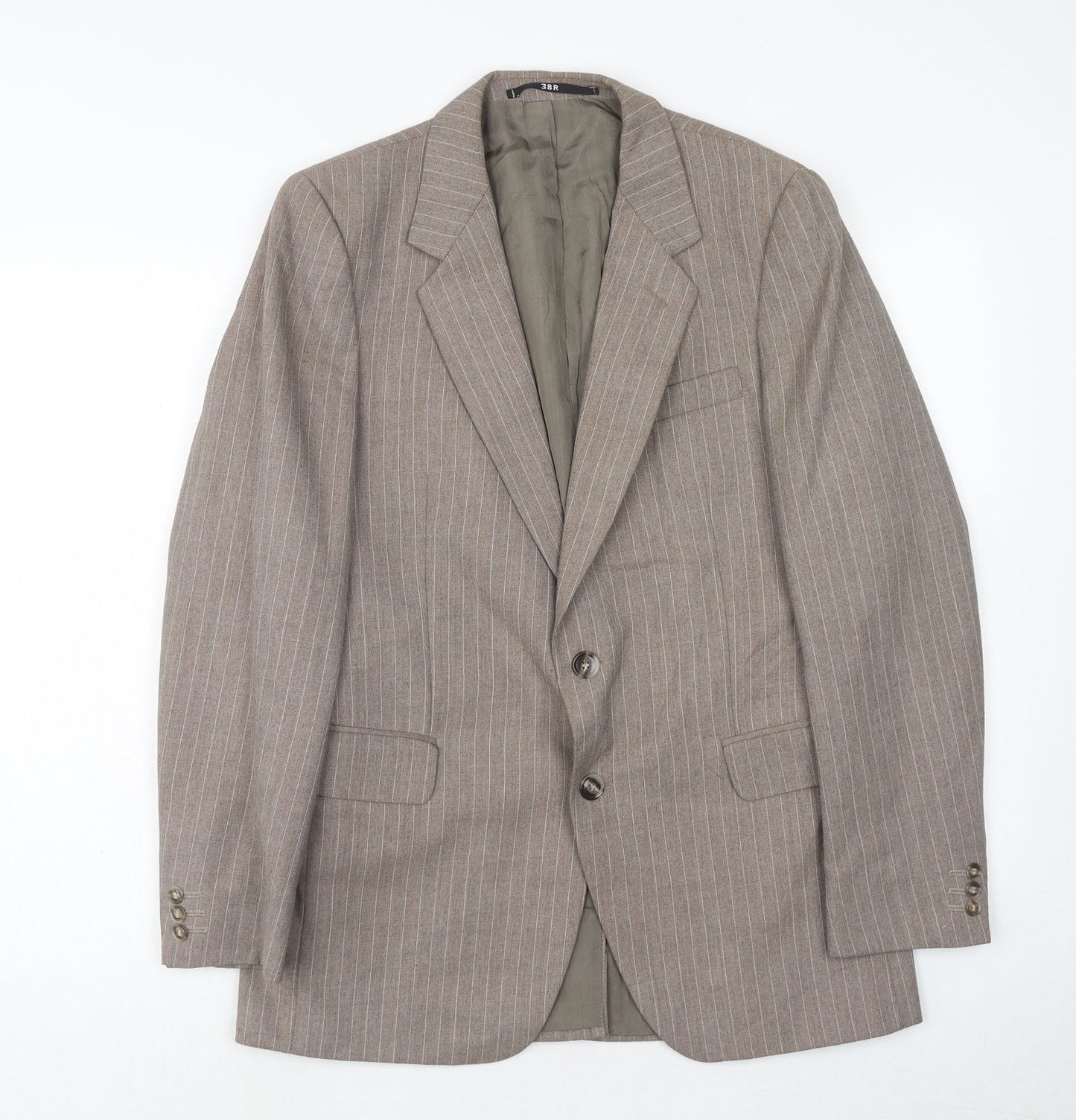 John Collier Mens Brown Striped Polyester Jacket Suit Jacket Size 38 Regular