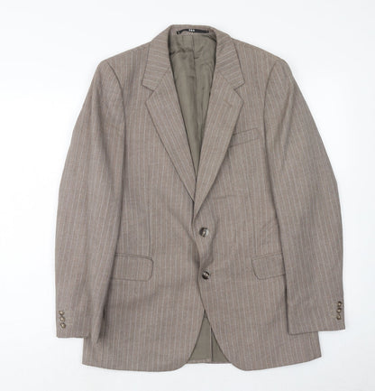 John Collier Mens Brown Striped Polyester Jacket Suit Jacket Size 38 Regular