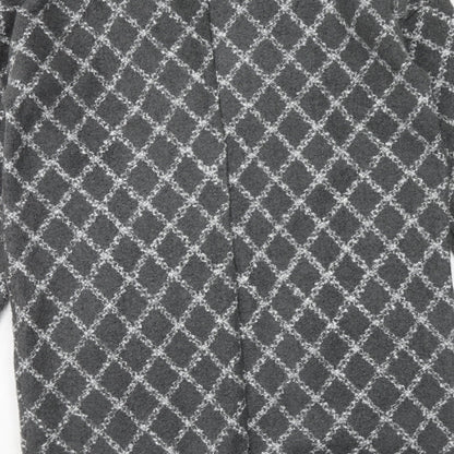 Next Womens Grey Geometric Pea Coat Coat Size M Button