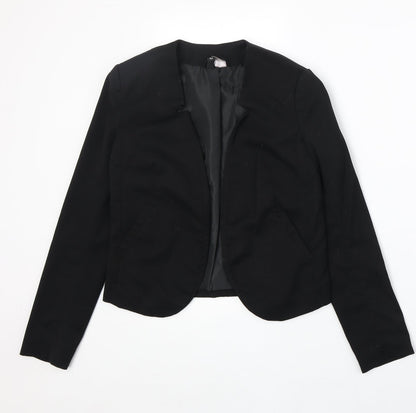 H&M Womens Black Polyester Jacket Blazer Size 8
